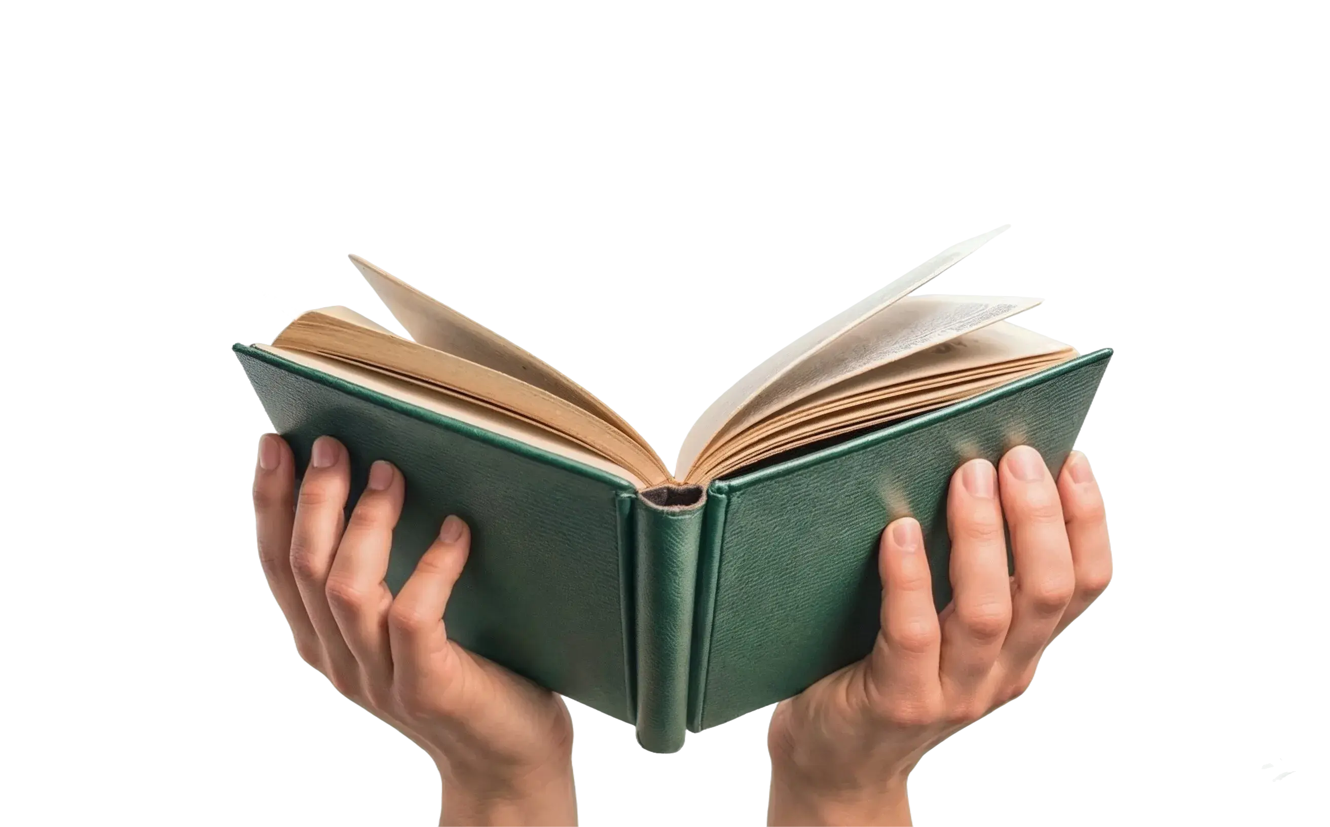 Hands holding an open book